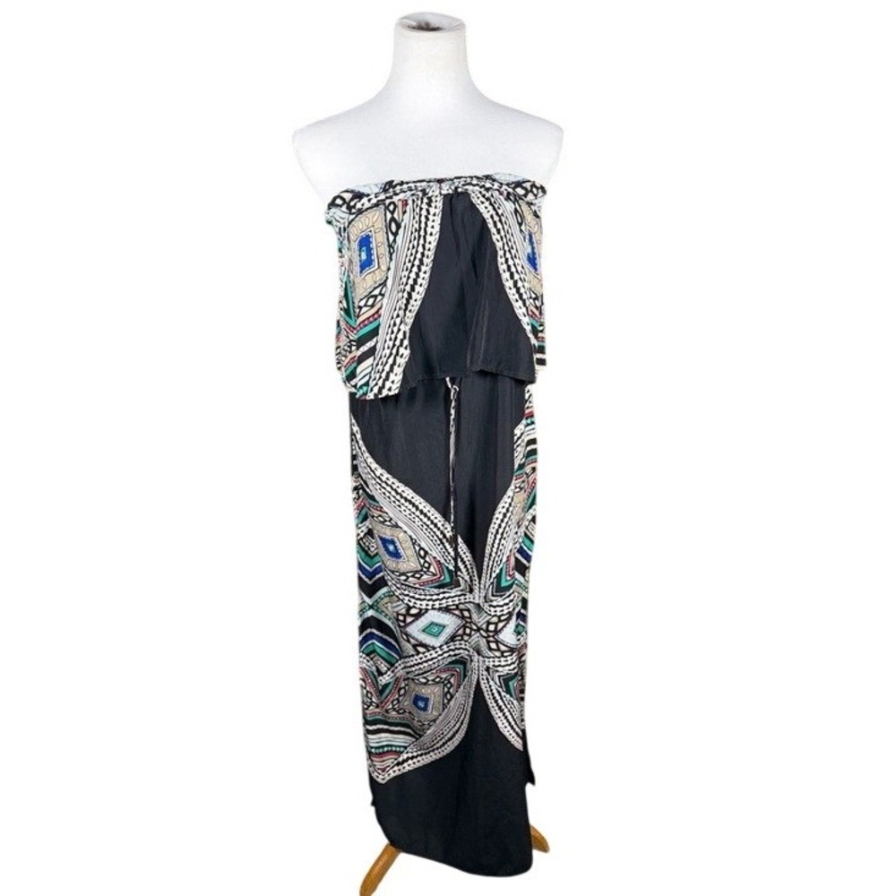 Mossimo Womens‎ Small Strapless Popover Maxi Dress Black Geometric Tribal Print